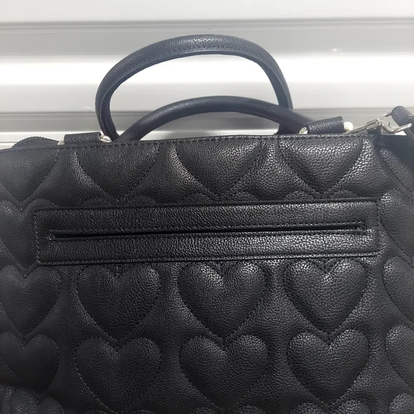 Women's Betsey Johnson XOXO Bow Tote Handbag Satchel  multi  compartments Black - Picture 3 of 10